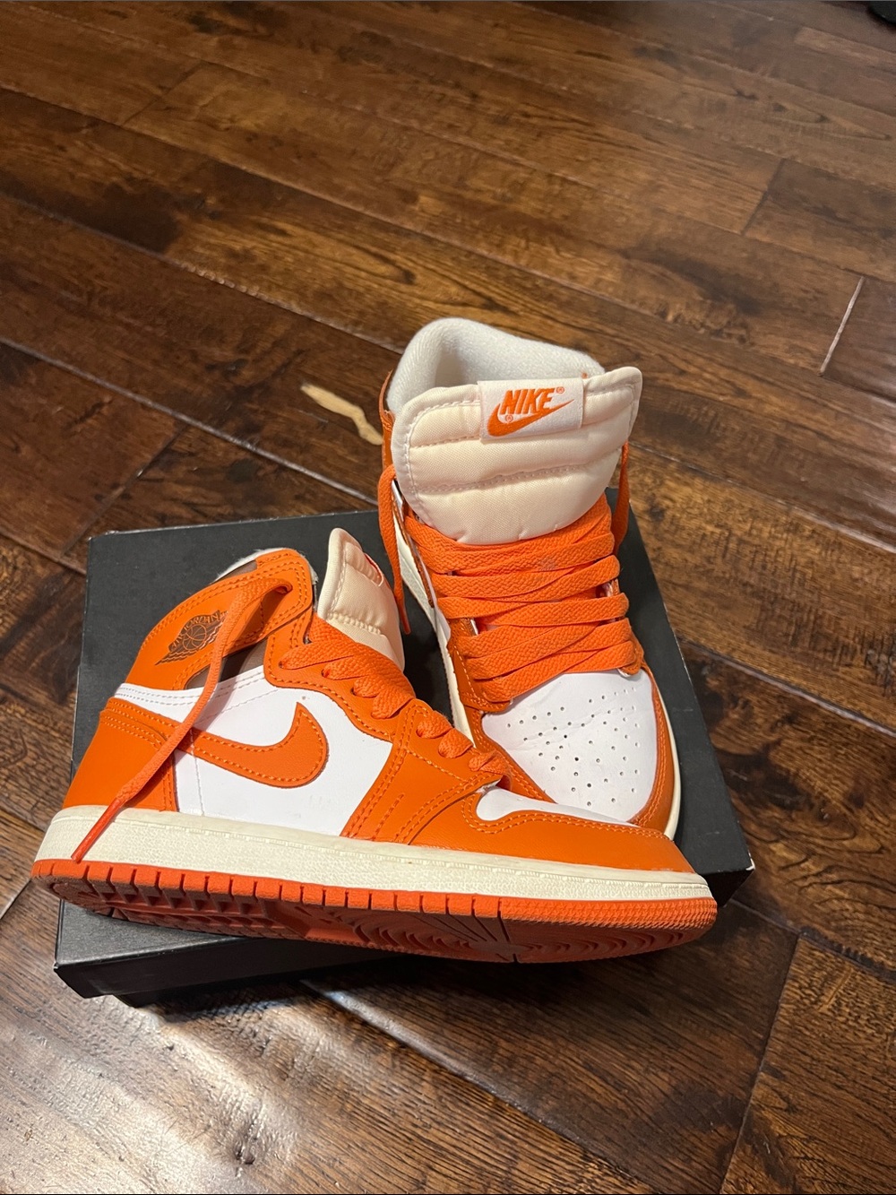 Nike Air Jordan 1 High Orange & White Basketball Sneakers